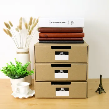 

Multi-layer Drawer Storage Box Creative Kraft Paper DIY File Sundry Document Storage Drawer Cosmetic Jewelry Organizer Cabinet