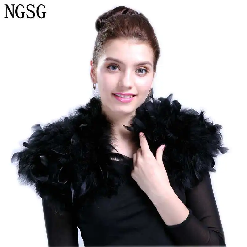 

Genuine ostrich feather fur shawl women autumn gown conference with a tank top soft real turkey feather pashmina for wedding