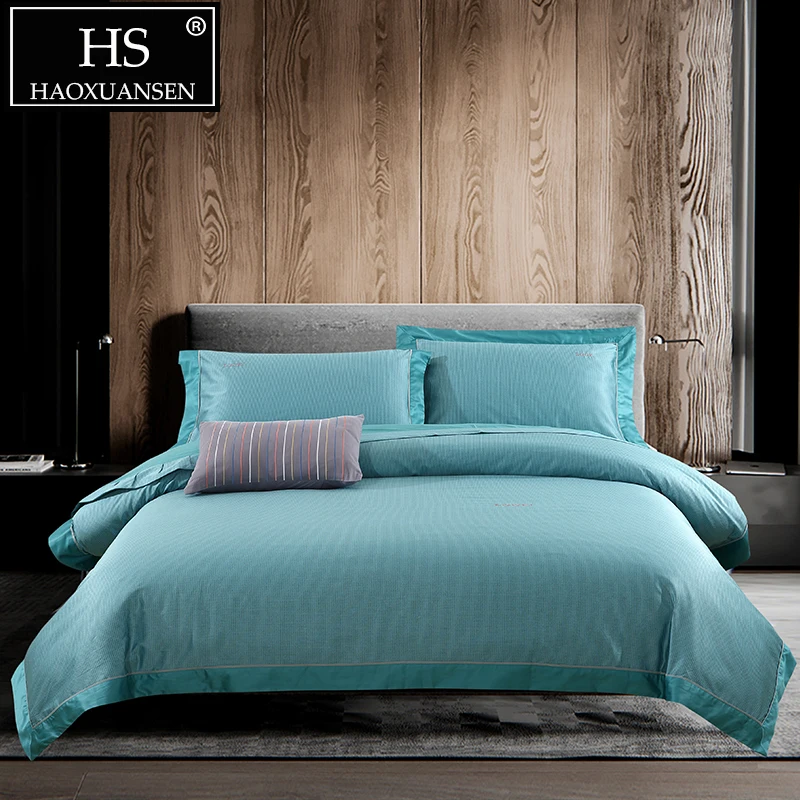

Luxury 100% Natural Egypt Cotton Green 4 Piece Bedding Set 650 Thread Count Quilt Cover Set Queen King Modern Double Bed Set