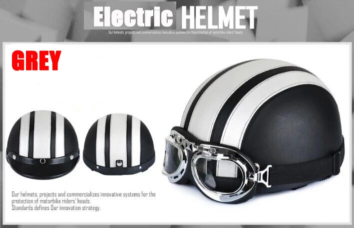 Новая мода moto rcycle из искусственной кожи шлемы городской дорожный велосипед Скутер открытый лицо ретро Половина Мото шлем+ козырек очки