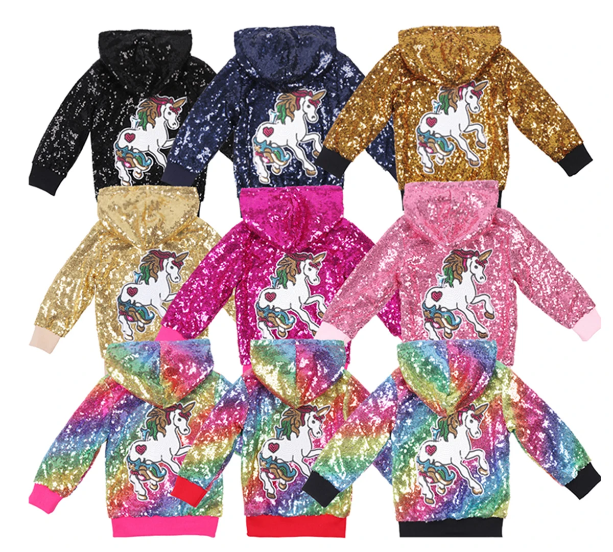 Блестящая кофта с единорогом пальто для маленьких девочек многоцветная куртка для малышей розовая блестящая куртка для маленьких детей Рождественский подарок на год