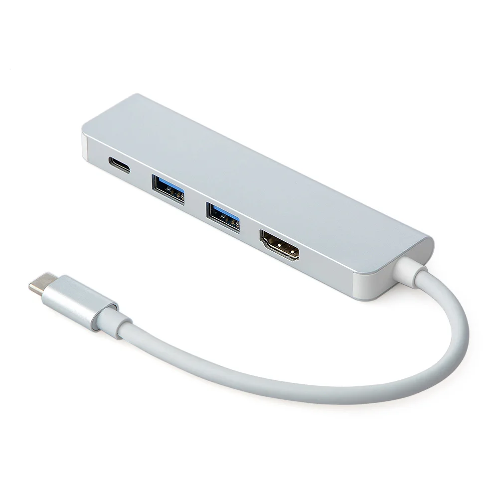 

4-in-1 USB Hub Multifunction USB C Hub Adapter Type C to HDMI/2 USB 3.0/Type C Converter Cable for MacBook Pro Air Windows