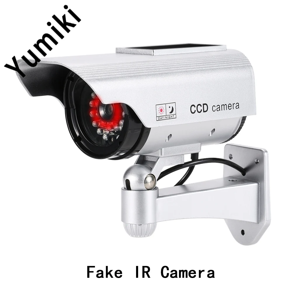 

Yumiki Simulation Bullet fake Camera Solar Power Dummy Camera Outdoor Security CCTV Surveillance Dummy Camera With LED Light