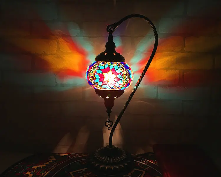 Витражный светильник ручной работы, декоративный художественный светодиодный мозаичный светильник, барный стол, прикроватная кровать, винтажные лампы для гостиной