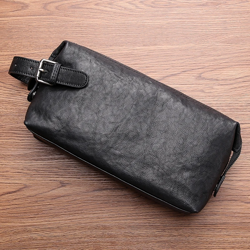 AETOO Handbag men's leather trendy fashion business casual mobile phone pack large capacity men's cowhide handbag