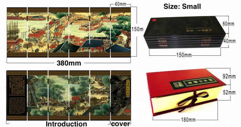Мини складные перегородки 6 присоединился к панели декоративные покраска дерева бёбу прибрежная сцена по реке на Цин Ming фестиваль 3 Размеры