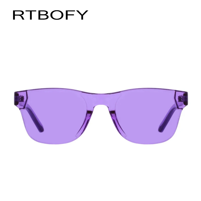 RTBOFY яркие Квадратные Солнцезащитные очки в оправе без оправы прозрачные линзы