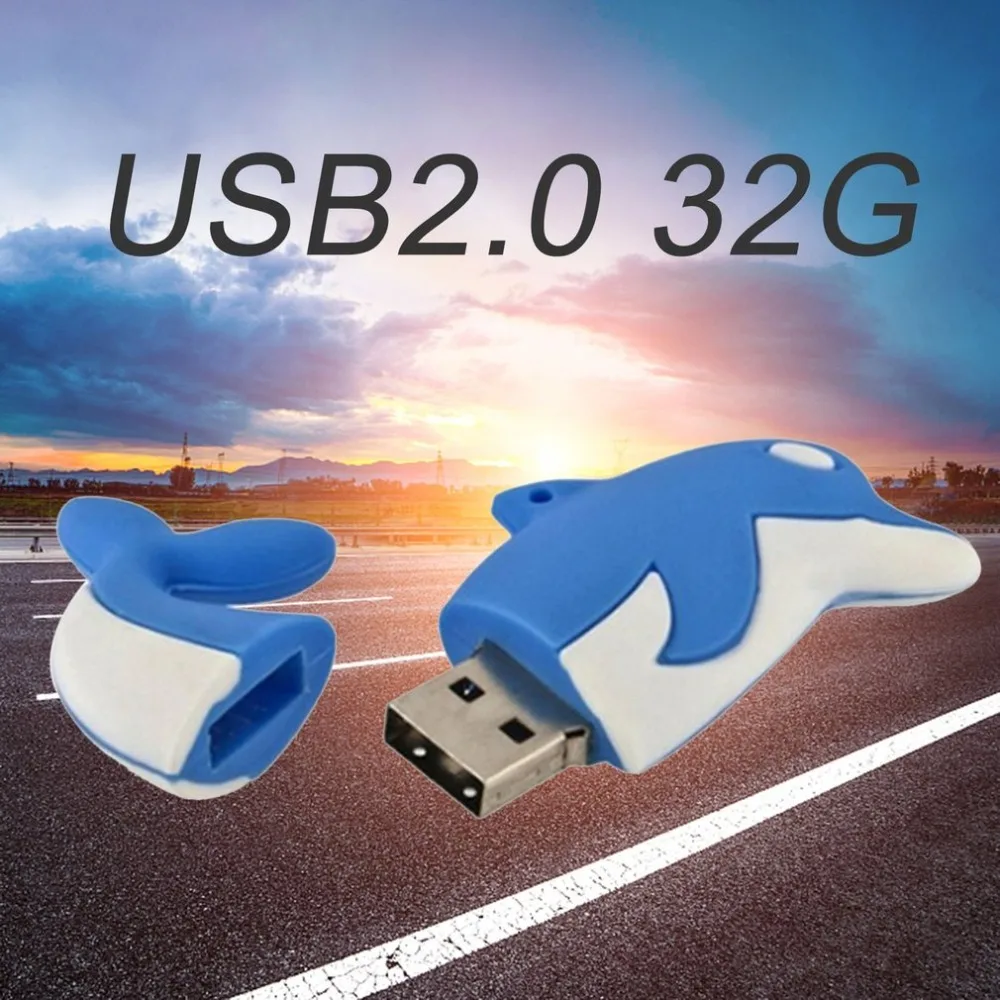 

Portable and Cute Cartoon Dolphin USB Stick Thumb Flash Drive USB2.0 Interface 32GB Capacity Storage Thumb Stick animal disk