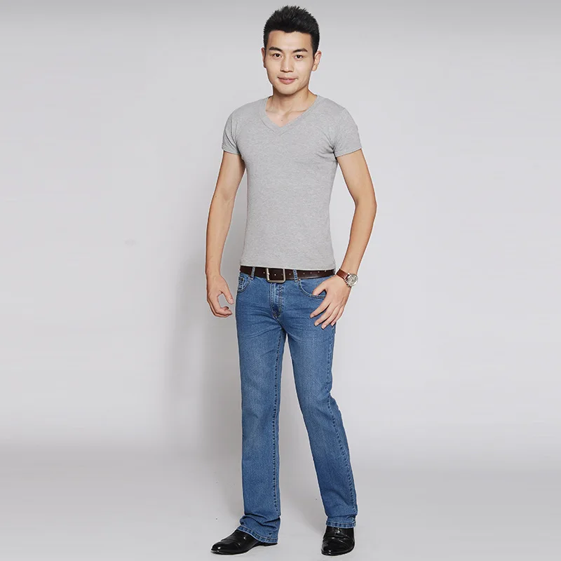 2019 новые джинсы клеш Bell-Bottom рабочие корейские брюки Брюки расклешенные обтягивающие мужские хлопковые джинсы