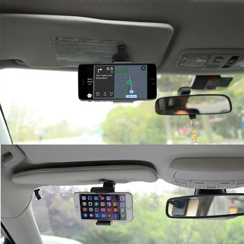 

Universal 360 Degree Car Clip Sun Visor Cell Phone Holder Mount Stand Soporte Movil For iphone XR GPS Holder in Car Mobile Clip