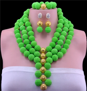 

2016 Special Offer Trendy Women African Beads Jewelry Set New Fashion Necklace Earrings Acrylic Fine Jewelry Three Sets Of Dress