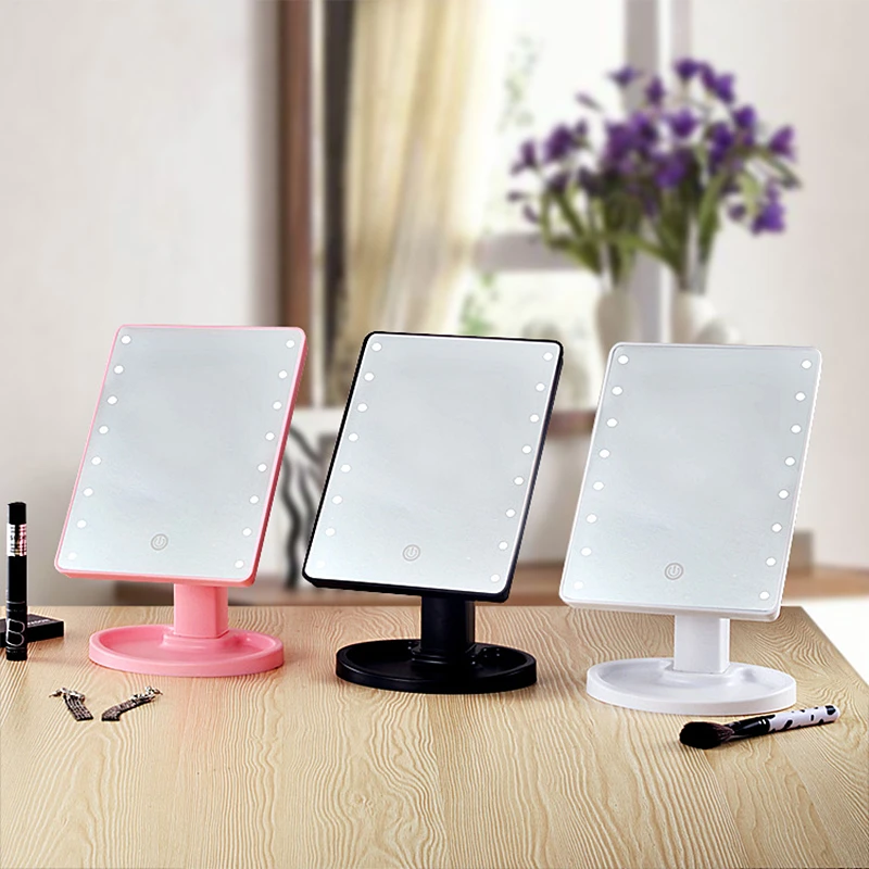 

CHICLITS Mirrors 360 Degree USB Rotation Makeup Mirror Adjustable Light LED Touch Screen Portable Luminous Cosmetic Mirrors Lamp