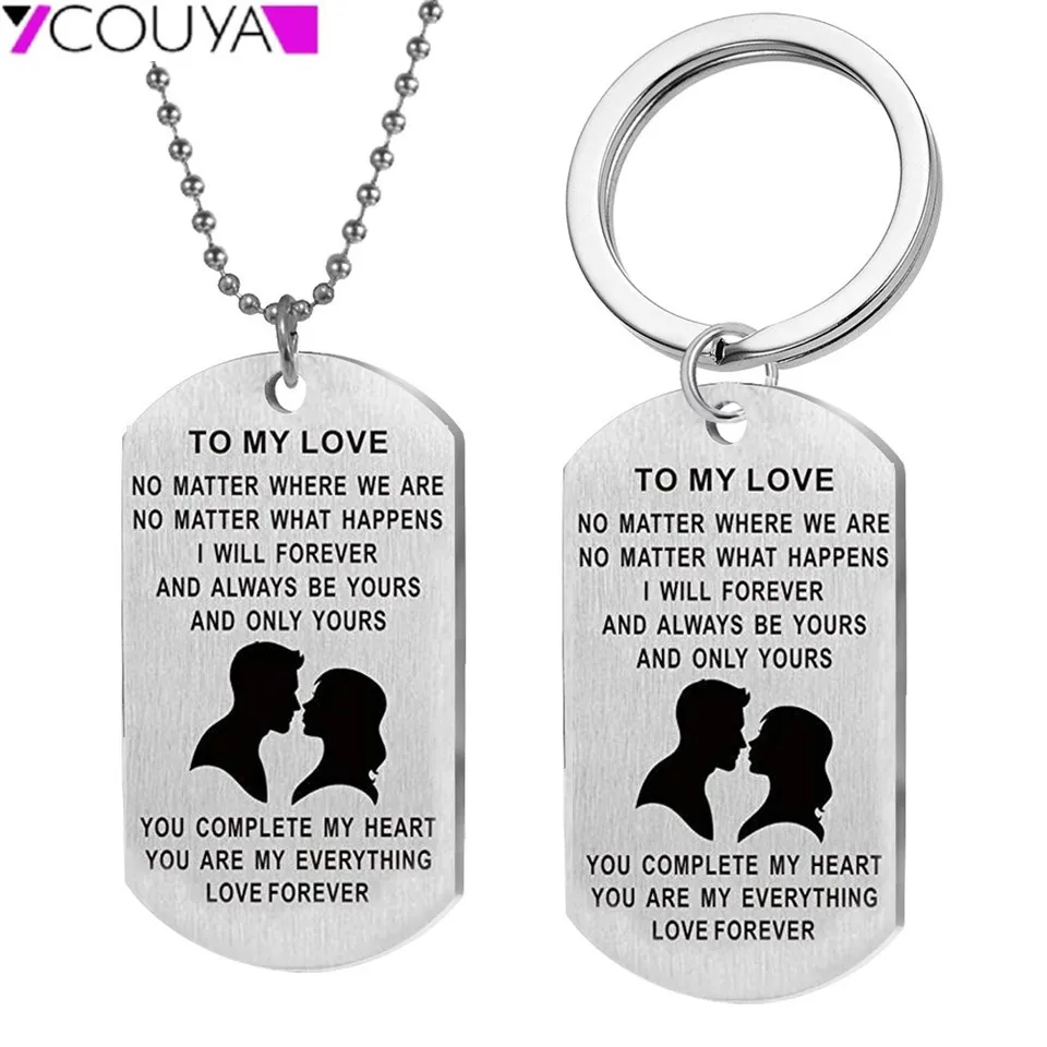 

Ожерелье с надписью «TO MY LOVE» из нержавеющей стали + брелок с гравировкой для собаки, женское и мужское ожерелье-чокер, подарок для любимого человека