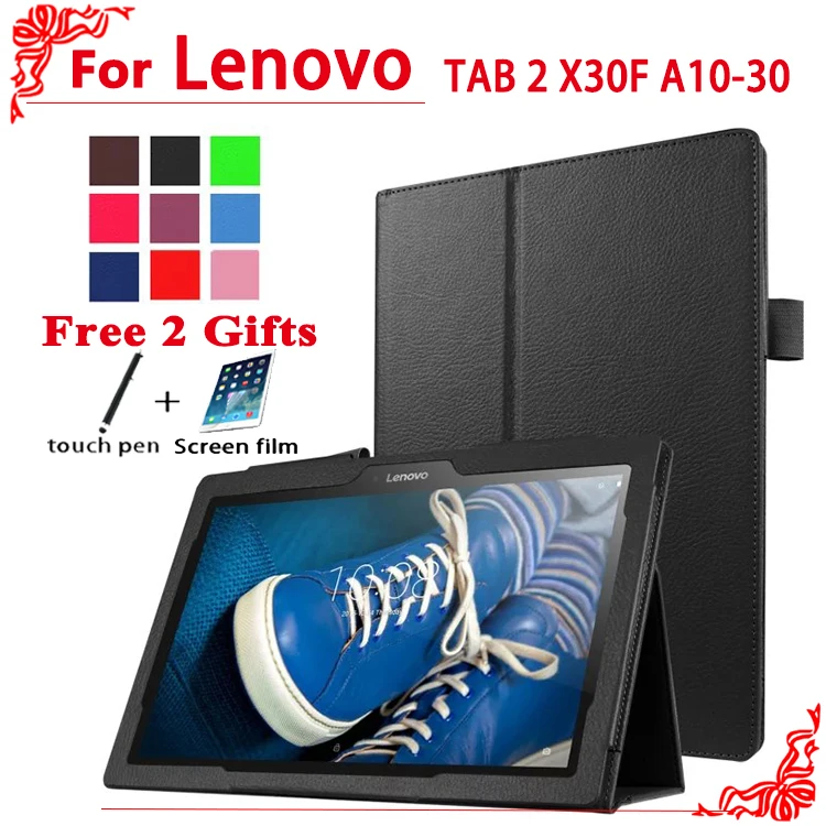 

New Arrival Litchi PU Leather Case Flip Cover Case For Lenovo Tab 2 Tab2 A10-70F A10-30 x30 x30f A10-70c tablet +free 2 gifts