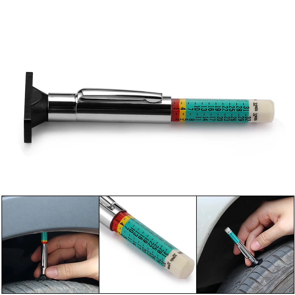Vingtank Tyre Depth Gauge Metric Standard Measure Tester Double Color 25mm Car Motor Bike Tire
