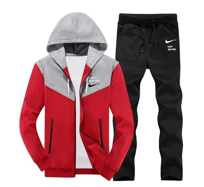 

2019 new cap stitching just break do it Hooded Bomber Men Casual Patchwork Overcoat Sets Guccy Suprem championS tommIS