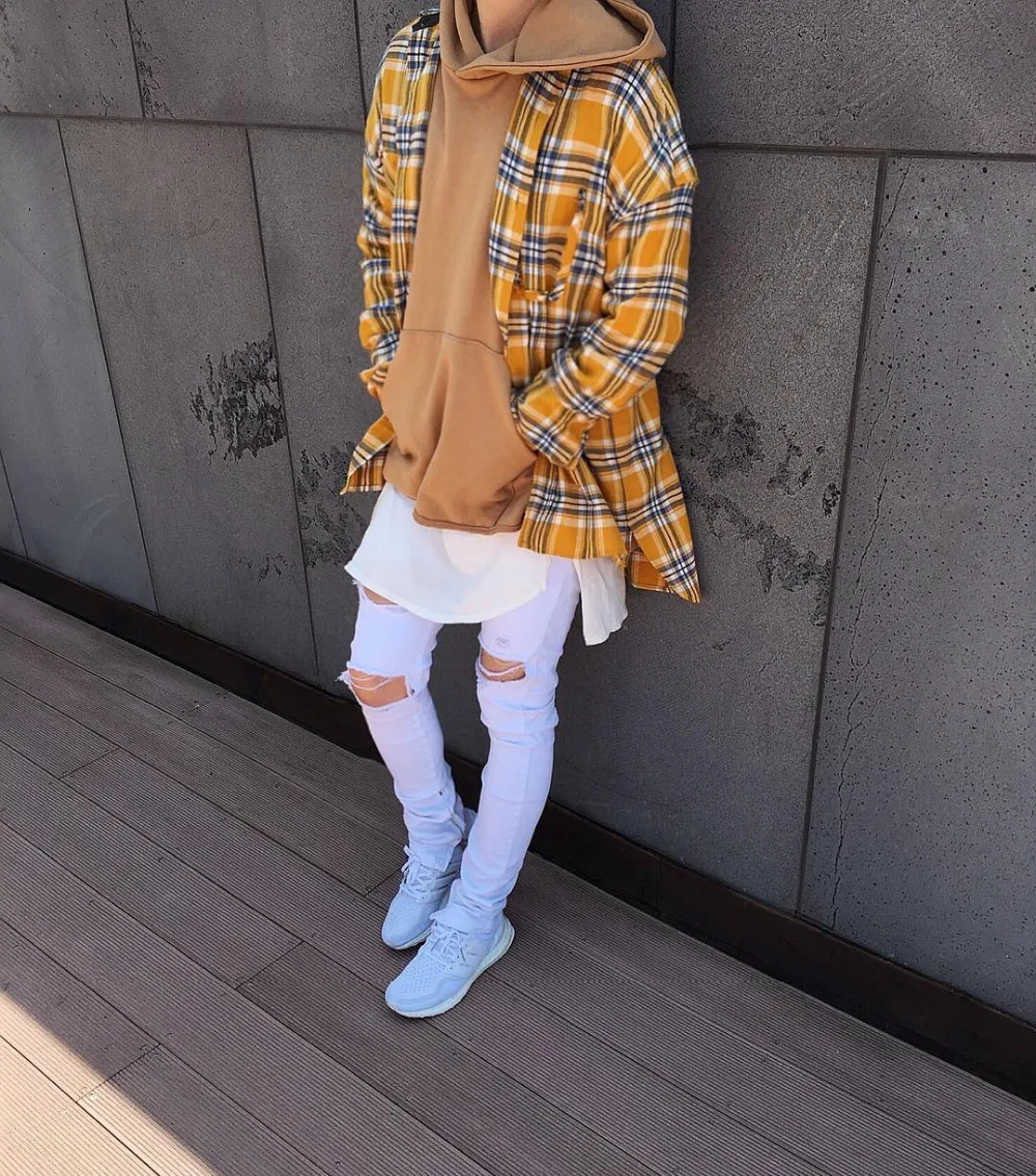 Wycbk хип-хоп самая популярная Джастин Бибер Мужская фланелевая клетчатая рубашка с длинными рукавами большого размера красного и желтого цвета