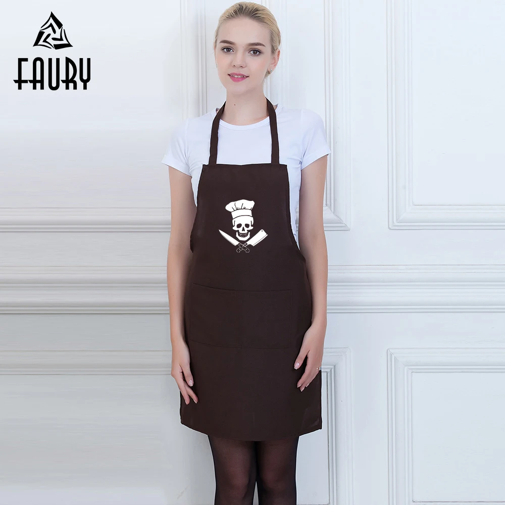 

New Funny Skull Chef Printing Halter Neck Kitchen Aprons Restaurant Hotel Cafe Bakery Waiter Waitress Cooking Workwear Uniforms