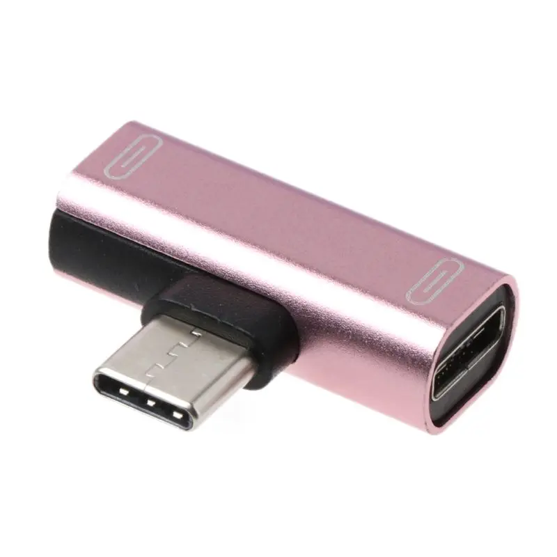 Двойной тип C USB-C наушники аудио зарядка зарядное устройство адаптер сплиттер конвертер для Xiaomi для huawei дропшиппинг - Цвет: Rose Gold