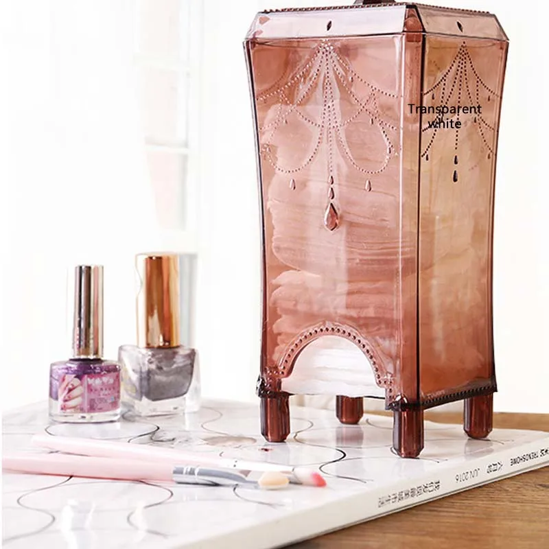 Exquisite Cotton Dispenser Holder Storage Make Up Pads Cabinets With Lid Desktop Pad Box Plastic Transparent | Дом и сад