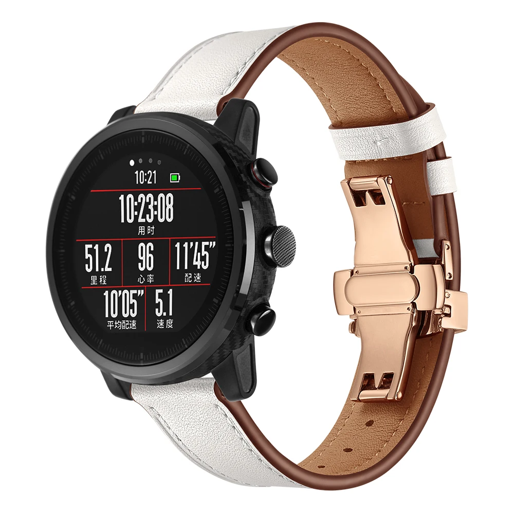 Кожаный ремешок для Xiaomi Huami Amazfit PACE Stratos, Смарт-часы, браслет для Xiaomi Amazfit, ремешок с металлической пряжкой, кожаный ремень