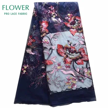 

African Mesh Tulle Lace Flower Sequins Guipure Embroidered Net Lace Material For Indian Women Wedding Dresses French Design Mesh