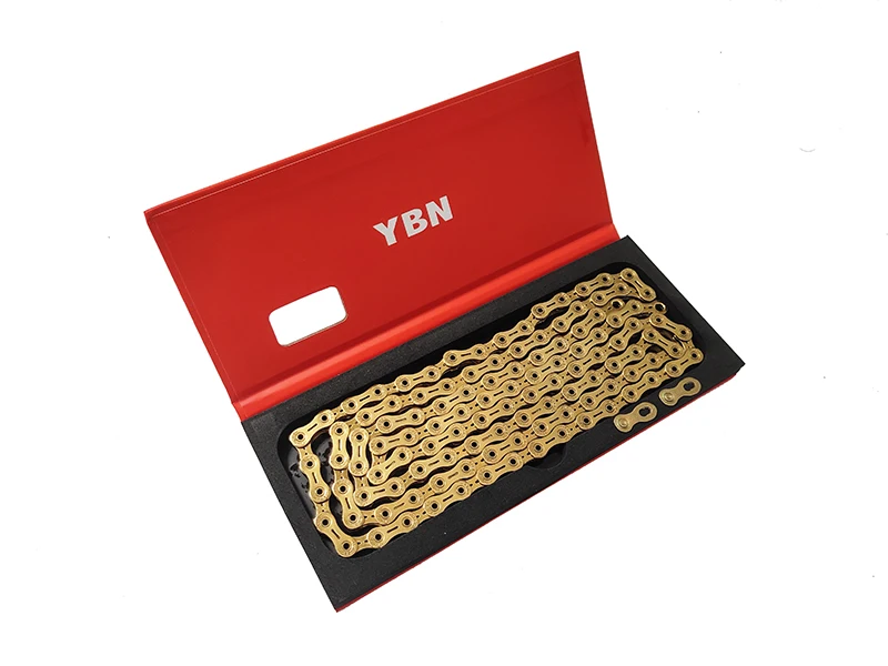 Cheap YBN mountain bike chain 11 speed road folding bike 22 33 speed gold full engrave  semi-hollow chain 0