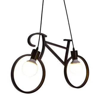 

Nordic Creative Bicycle Iron Chandelier black/ white bike droplight Restaurant Children Room Bedroom lighting fixture with b E27