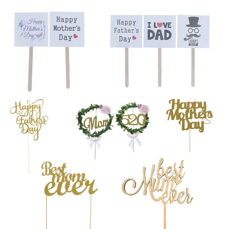 Счастливый День святого Валентина Золотой Бумага для капкейка матерей Fathers Day Happy