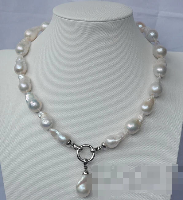 

huij 004612 natural white Nucleated Flameball pearl necklace