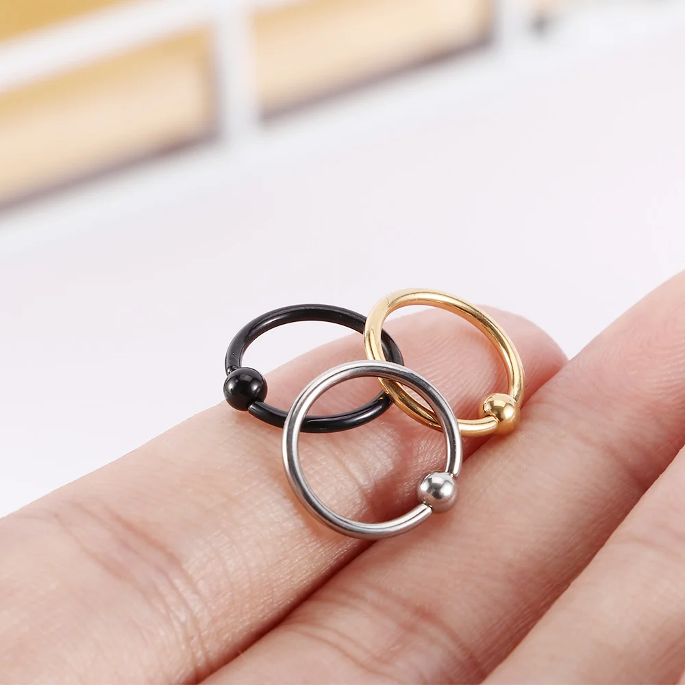 

2pc Steel Belly Button Piercings Ear Studs Segment Ring Nose Ring Lip Eyebrow Nipple Piercings Barbell Captive Hoop Bead Rings