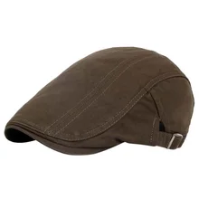 Men Vintage Baker Peaked Hat Linen Cotton Retro Outdoors Golf Beret Flat Cap
