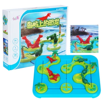 

Candice guo plastic toy cartoon animal Intelligence puzzle match game Dinosaur separate on island desktop play board baby gift