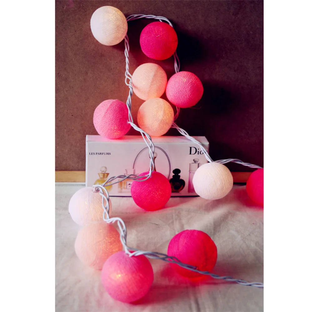New 20 Sweet Pastel Pink Color Scheme Cotton Balls With LED Light