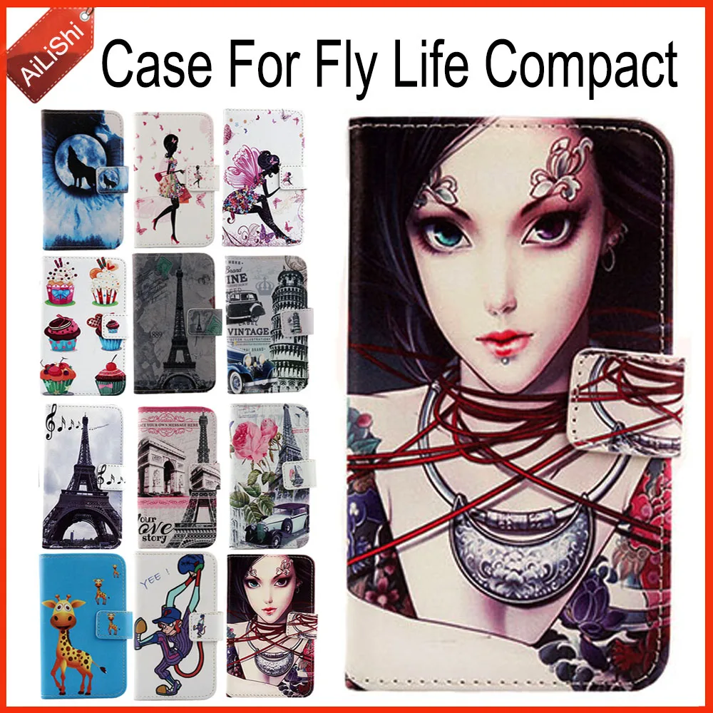 

AiLiShi Case For Fly Life Compact Luxury Flip PU Leather Case Life Compact Fly Exclusive 100% Special Phone Cover Skin+Tracking