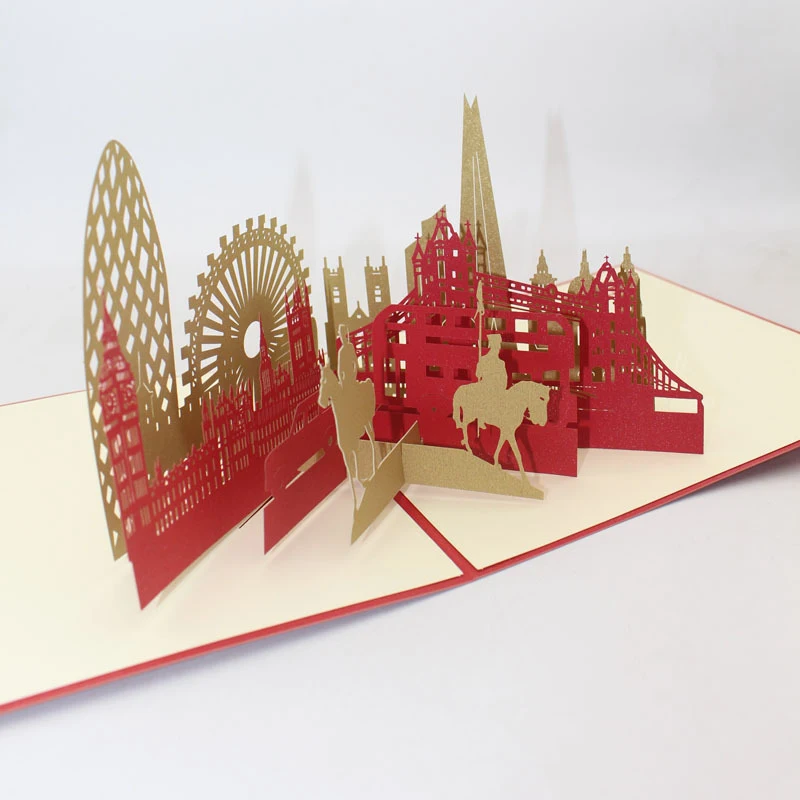  3D Laser Cut Handmade London Tower Bridge Big Ben Paper Invitation Greeting Cards PostCard Business - 33057353080