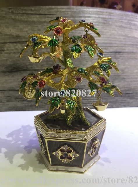 Bonsai Blossom Tree Trinket Box Source Money Tree Treasure Box With - bonsai blossom tree trinket box source money tree treasure box with coins gold ingot fe!   ngshui fortune bring tree statue gift
