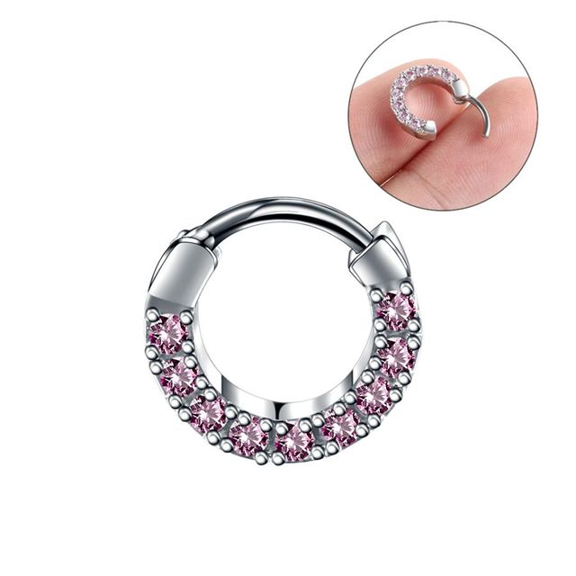 Copper Nose Hoop Septum Rings Crystal Ear Helix Clicker Piercings CZ Cartilage Daith Rook Earring Tragus Piercings Jewelry