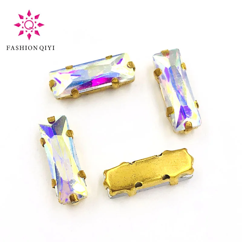 Прямая белая полоса AB 5 х1 0 мм/5 х15 мм для шитья Стразы с золотым основанием