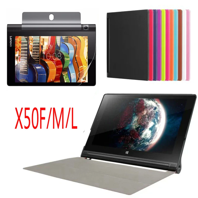 

1x Screen Protector , Luxury Ultra Slim Magnetic Folio Stand Leather Case Smart Cover For Lenovo YOGA Tab 3 X50 X50M X50L X50F