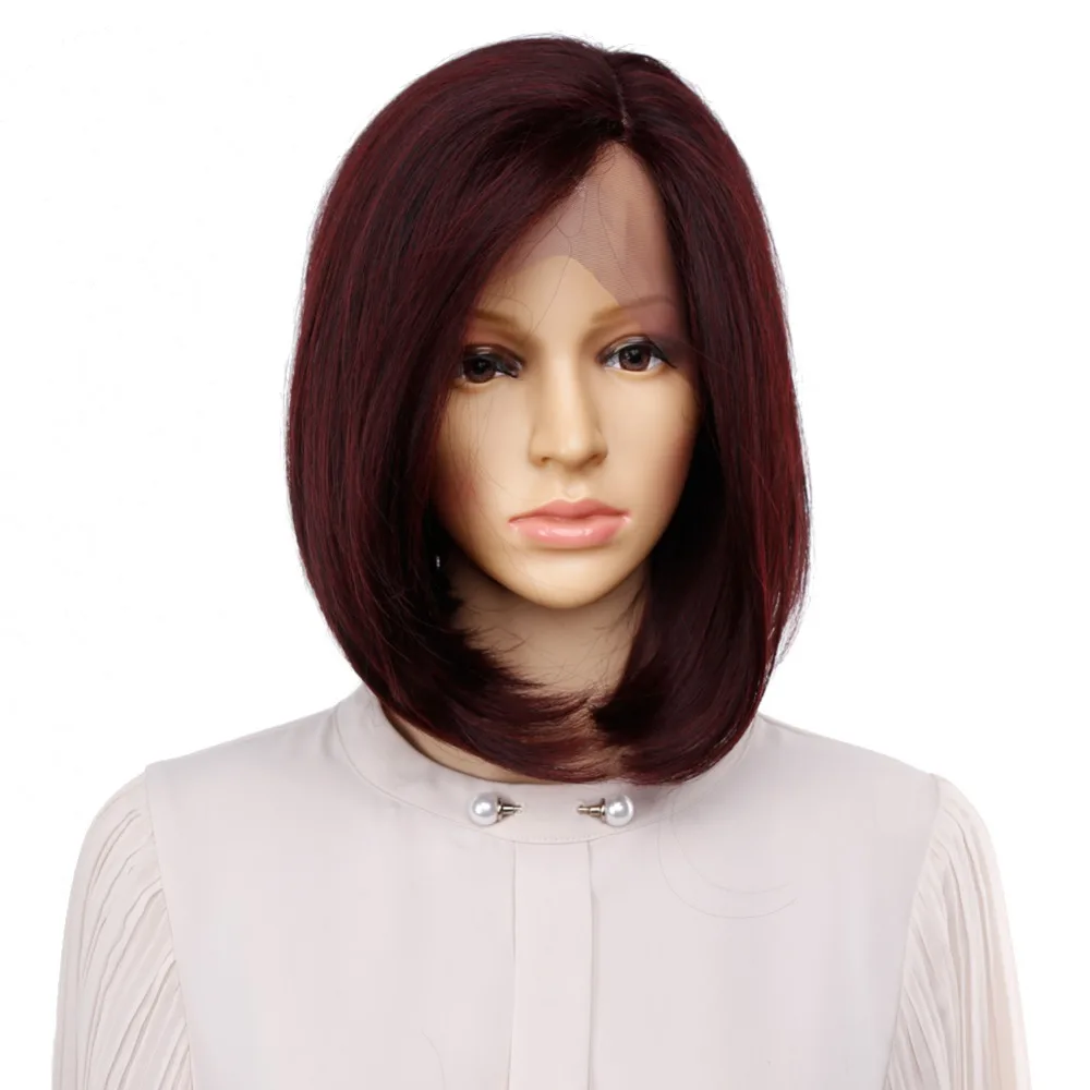 

Amir Short Straight Bob Wig Wine Red Short hair Wigs Black Cosplay Synthetic Lace Front Wigs for Girls Side Part