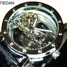 TIEDAN Tourbillon автоматические механические часы мужские прозрачные скелетные наручные часы мужские модные спортивные деловые часы подарок с коробкой