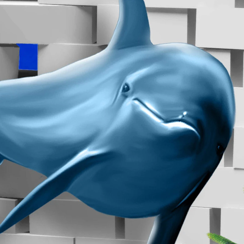 Пользовательский 3D мультфильм подводный мир Дельфин сломанная Стена Фото Фреска