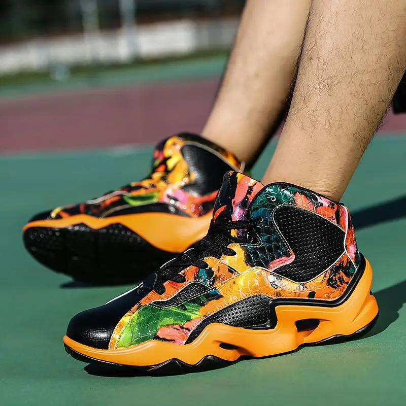 Спортивные Для мужчин Баскетбольные кеды authent воздухопроницаемая комфортная обувь Спортивная обувь Открытый спортивной подготовки резиновая подошва высокая Ботильоны
