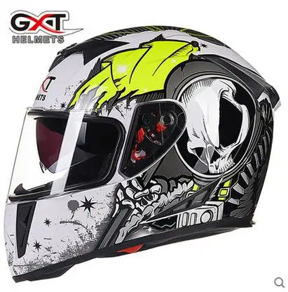 Настоящий GXT анфас шлемы зимние теплые двойной козырек мотоциклетный шлем Каско Мотоцикл capacete - Цвет: 2