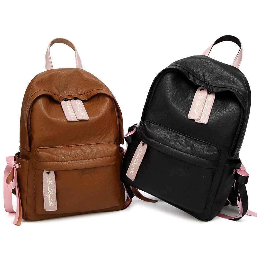

SHYMOON Large Capacity Women Backpack School Bags For Teenagers Girls Vintage Feminine Leather Mochila Men Laptop backpacks