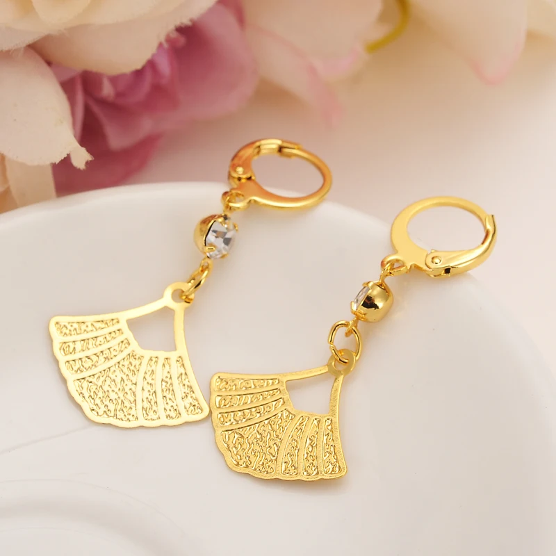 

Gold Filled Women's Drop Earring Dangle Earring Charms Jewelry fan Earrings brincos Vintage girls Christmas mother kids gift