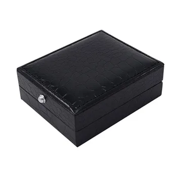 

Julie Wang 1PCS Black Faux PU Leather Cufflinks Box Gift Storage Case Cuff Box For Jewelry Birthday Party Gifts
