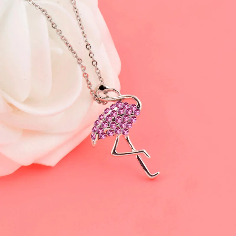 SINLEERY серебряный цвет милый розовый Стразы Подвеска «Фламинго» женское ожерелье модные вечерние ювелирные изделия коллекции XL211 SSH