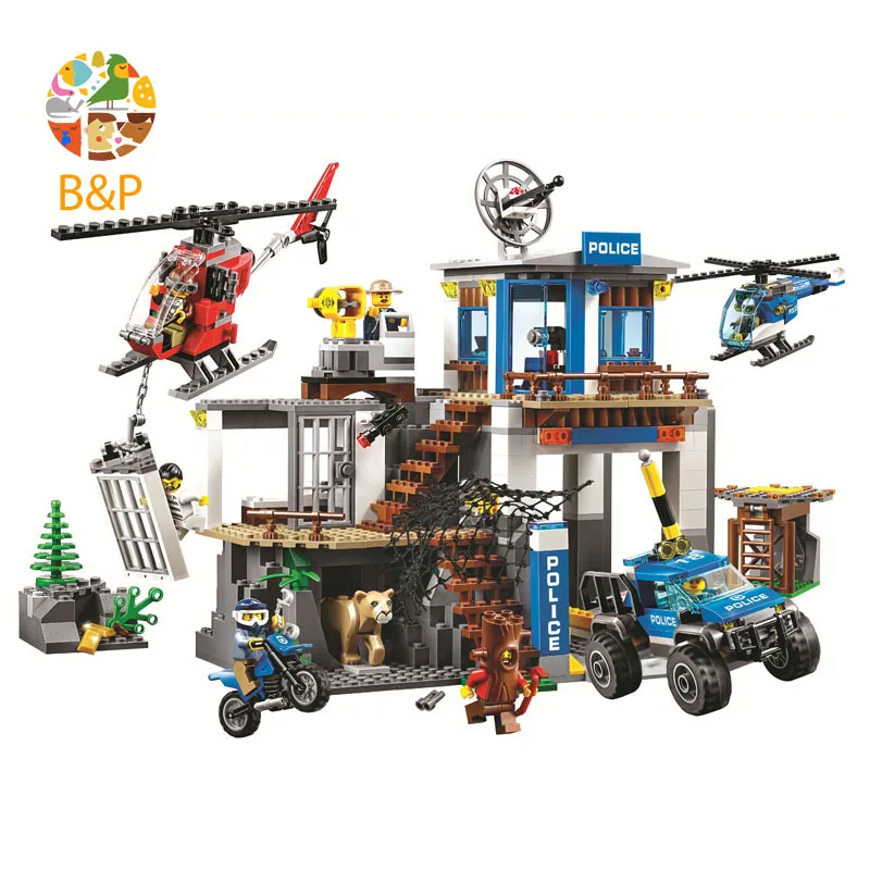 

New 60174 705pcs City series Mountain Police Headquarters Educational DIY Toy For Children 10865Building Block Gift